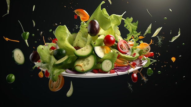 Foto ensalada saludable de verduras frescas de alta resolución 8k