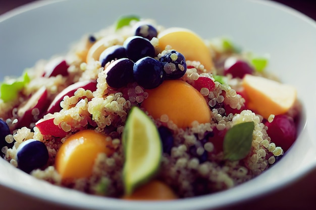 Ensalada sana y ligera de quinoa con fruta para la cena