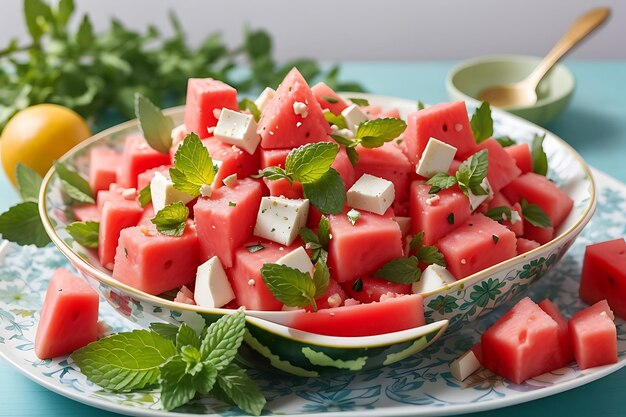 Ensalada de sandía con menta