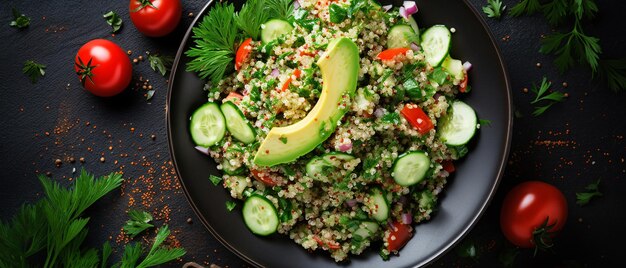 Ensalada de tabbouleh con quinoa y tomates cereza