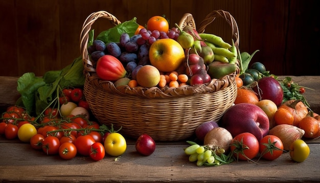 Ensalada vegetariana saludable con vegetales orgánicos frescos generados por IA