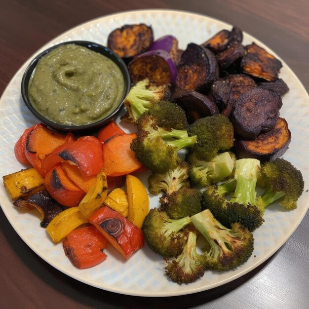 Ensalada de verduras con brócoli, boniato, berenjena y zanahoria