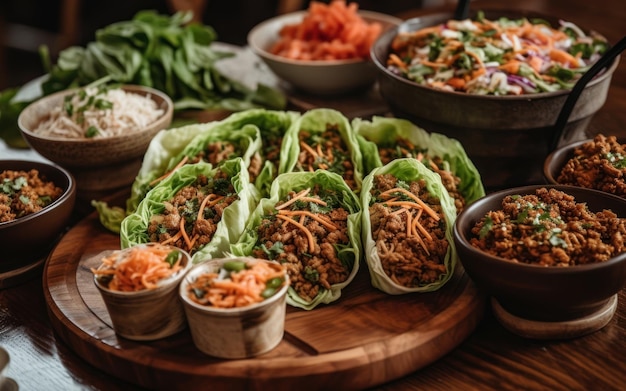 Ensalada con verduras y carne comida sana generativa ai