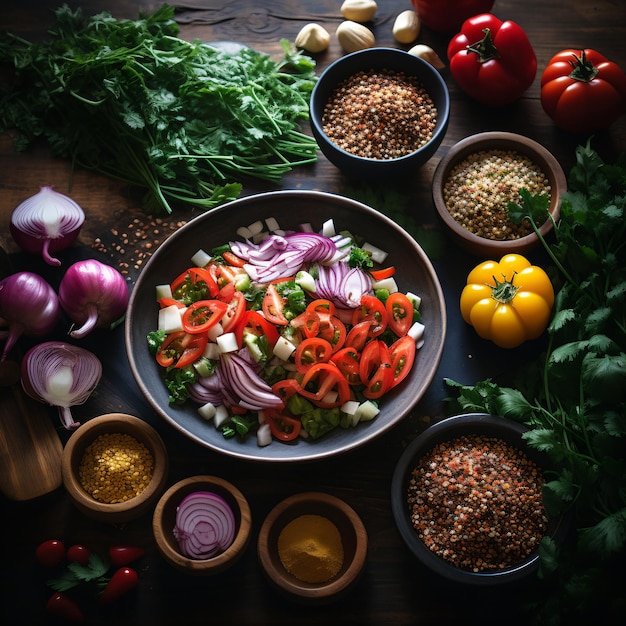 Ensalada de verduras casera de bajo nivel