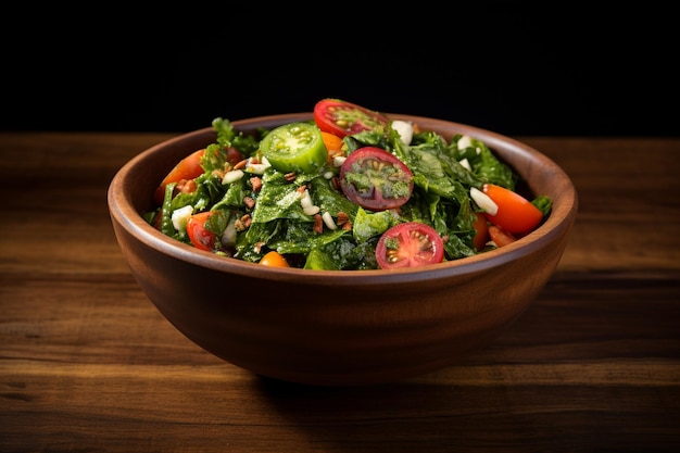 Ensalada de verduras frescas en un cuenco verde