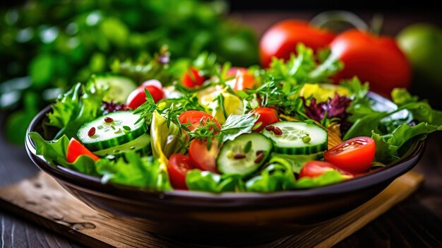 Ensalada de verduras frescas en un tazón