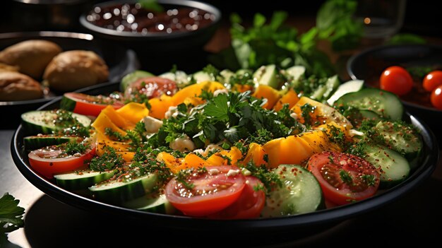 ensalada con verduras y queso