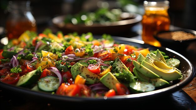 ensalada con verduras y queso