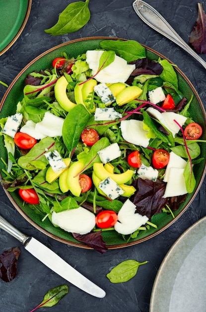 Ensalada de verduras con verduras y mozzarella