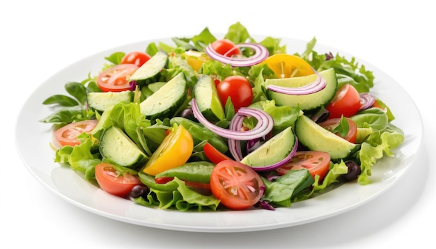 La ensalada de verduras vibrante es una comida saludable y deliciosa