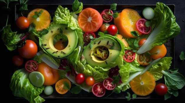 Una ensalada vibrante y fresca llena de colores y sabores