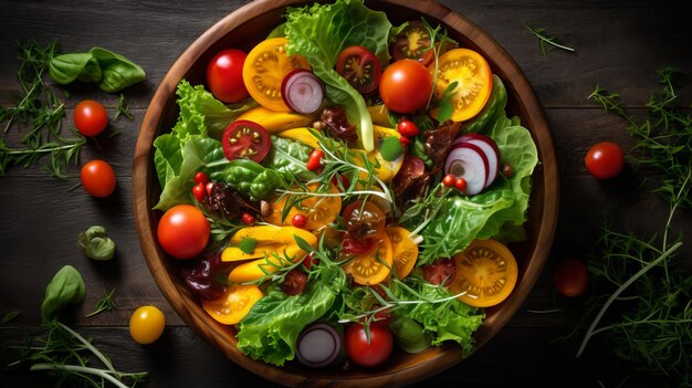 Una ensalada vibrante y fresca llena de colores y sabores