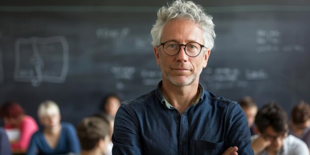 Ensinador experiente em sala de aula