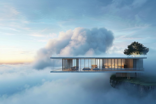 Entdecken Sie die Gelassenheit des Hauses der Wolken ein flo generative ai