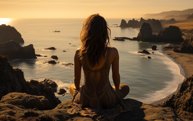 Entdecken Sie die innere Harmonie beim Meditieren auf einer Klippe mit atemberaubendem Meerblick