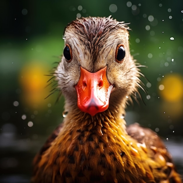 Ente in ihrem natürlichen Lebensraum Fotografie von Wildtieren Generative KI