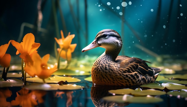 Ente schwimmt im Wasser Generative KI