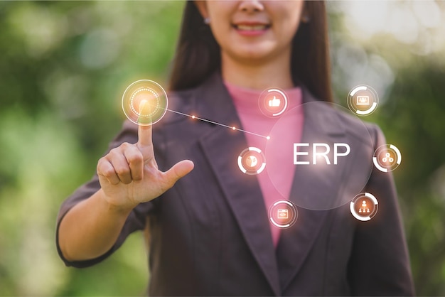 Enterprise Resource Planning ERP Corporate Company Management Business Internet Technology Concept.