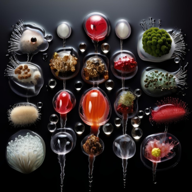 Foto enthüllung der alien-palette erforschung der wilden taxonomie der molekularen gastronomie