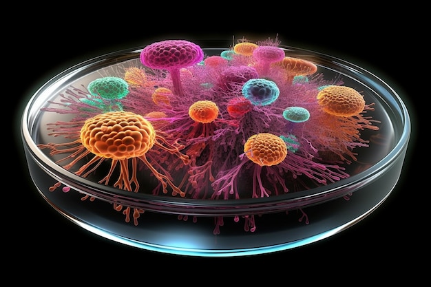 Enthüllung des Mikrokosmos Ein fotorealistischer Tauchgang in die Welt der Mikrobiologie