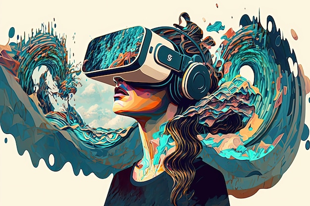 Un entorno abstracto de realidad virtual con colores y formas vibrantes diseñado para la terapia del arte Generado por IA