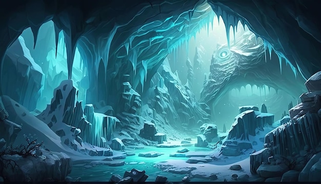 entorno de fondo de cueva de hielo para juego de plataforma