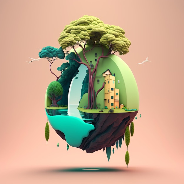 Entorno de ilustración 3d en fondo plano