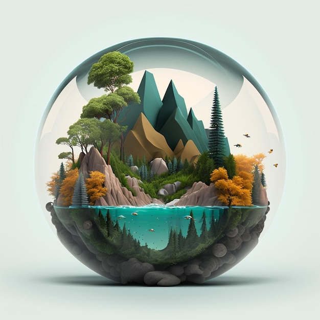 Foto entorno de ilustración 3d en fondo plano