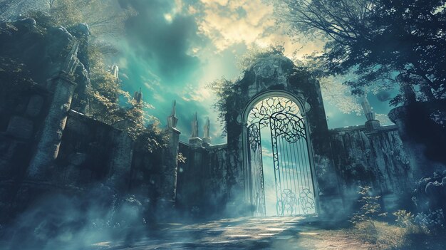 Entrada Ethereal Gate e Ilustração Atemporal para Fantasy Generative Ai