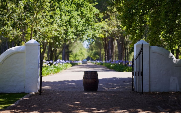 Entrada a la finca vitivinícola de Boschendal en el Cabo Occidental de Sudáfrica