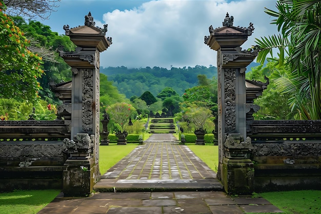 La entrada a un jardín de árboles