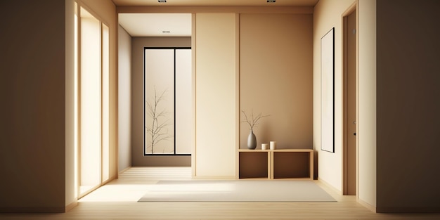 Entrada minimalista japonesa a la casa IA generativa