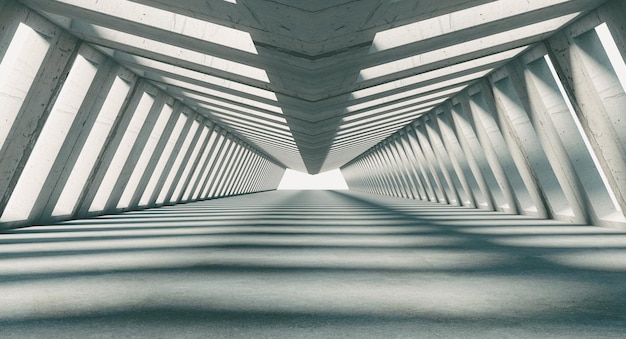 Entrada del túnel moderno abstracto en hormigón. Render 3d