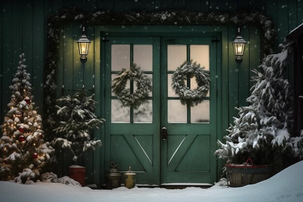 Entradas adornadas Una vitrina de puertas y decoraciones