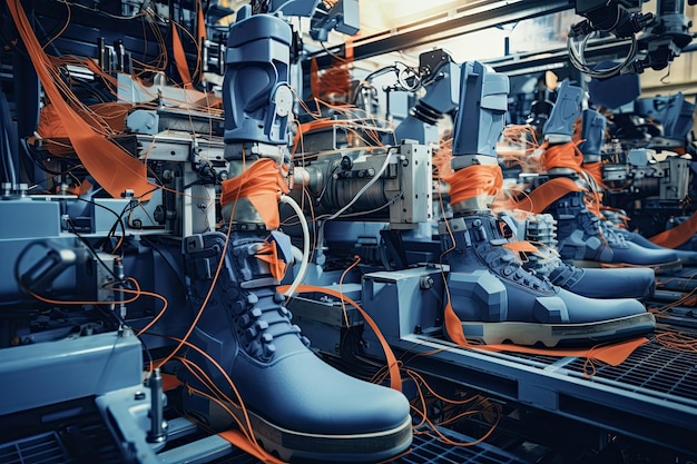 Entrando no futuro da maquinaria e do equipamento de última geração numa fábrica de sapatos para o pé moderno