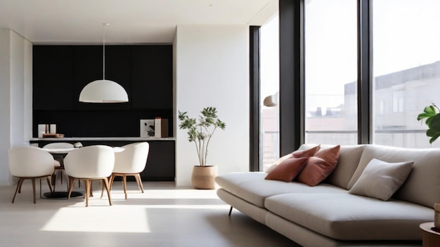 Entrar en un mundo de simplicidad y elegancia con este apartamentos minimalista estética resaltar