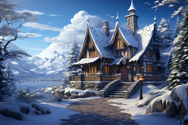Entre em uma maravilha mágica de inverno paisagem coberta de neve aventura de inverno temporada de férias