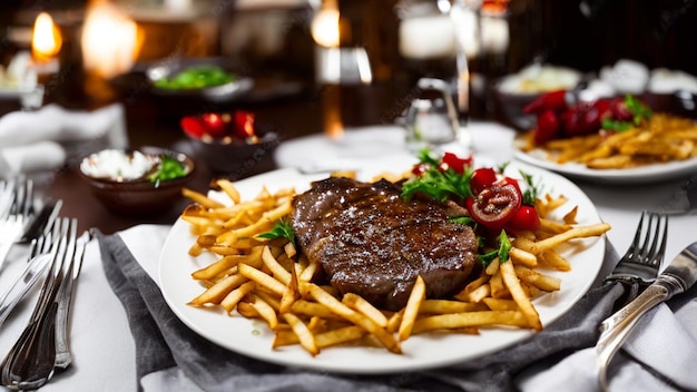 Entrecote de carne de res con patatas