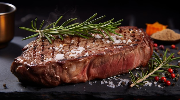 Entrecote-Rindersteak auf dem Grill mit Rosmarinpfeffer