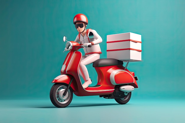 Entrega Boy Ride Scooter Motorcycle Service ilustração de entrega Generative AI