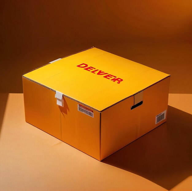 Entrega caixa recipiente de papelão armazenamento embalagem embalagem pacote feito de papelão amarelo