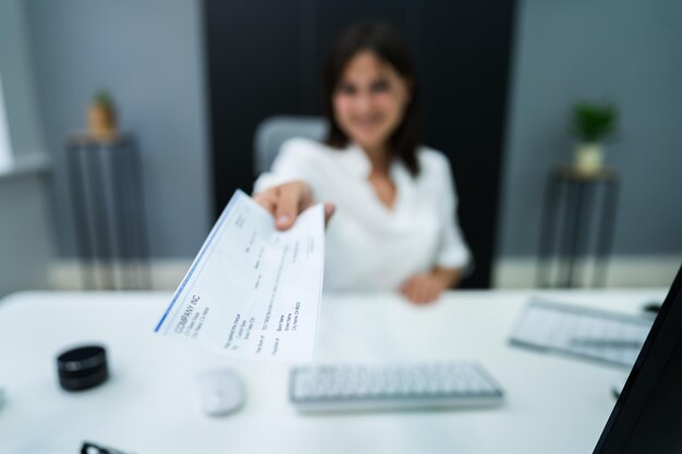 Foto entrega de cheques de nómina de empleados