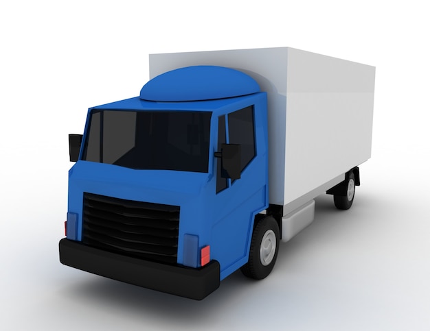 Entrega comercial. Conceito de caminhão de carga. Ilustração renderizada 3D