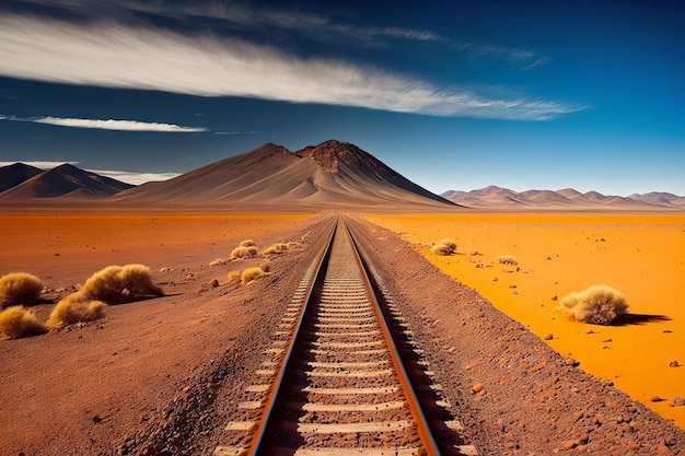 Entrega de mercadorias por via férrea no contexto de pradarias e montanhas ferroviárias estendendo-se à distância