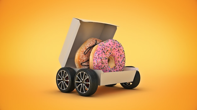 Entrega de donut Entrega de concepto 3D rendering