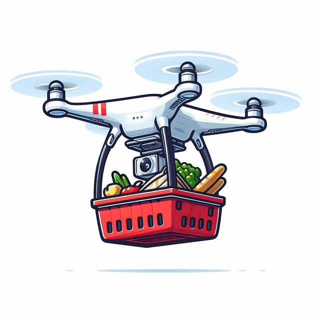 Foto entrega de drones de comestibles y medicinas salud y compras tecnología del futuro