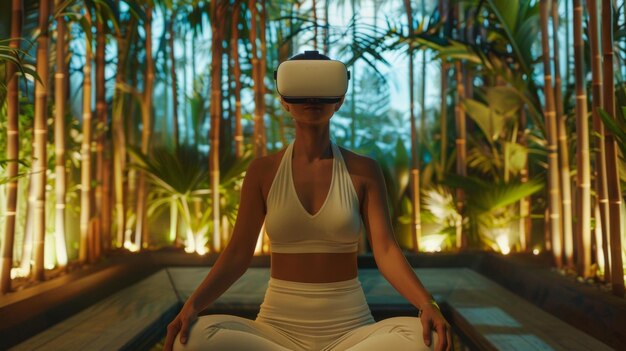 Foto entregue-se a uma sessão de meditação de realidade virtual profundamente imersiva e volte revigorado e