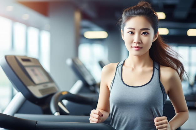 Entrenadora personal mujer sonriente y en forma en gimnasio bienestar y estilo de vida saludable