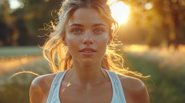 Un entrenamiento al aire libre es una buena manera de perder peso y mantenerse saludable por la mañana Niña en forma hermosa haciendo ejercicio en un parque Niña en condición hermosa corriendo en un parque durante el día Pérdida de peso Saludable