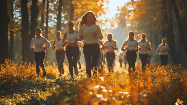 Un entrenamiento al aire libre con un papel tapiz de grupo